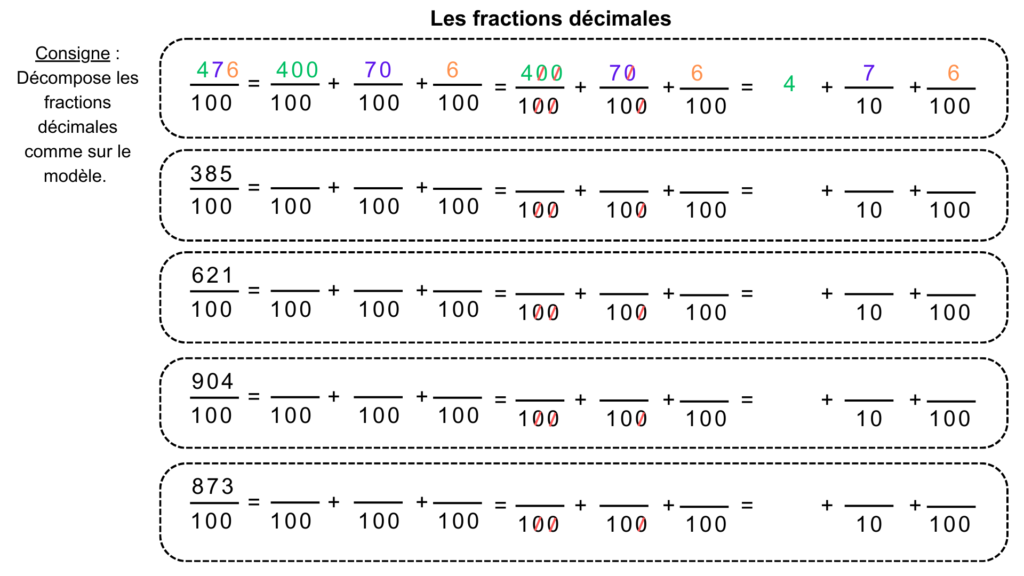 exercices fractions décimales