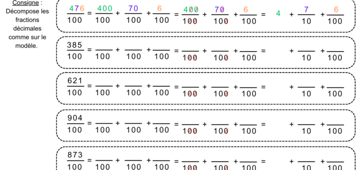 exercices fractions décimales
