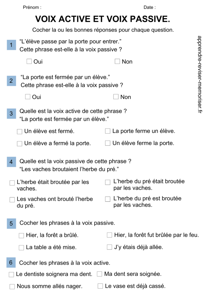 fiche exercices voix active passive