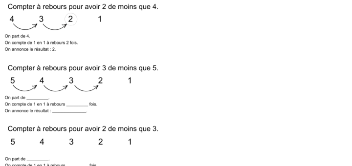 soustraire en comptant à rebours