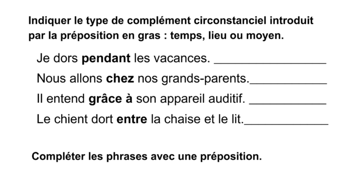 exercices prépositions imprimer