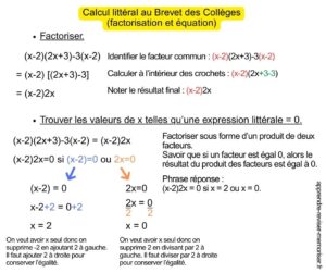 Calcul littéral au Brevet des Collèges