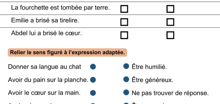 exercices français sens propre sens figuré