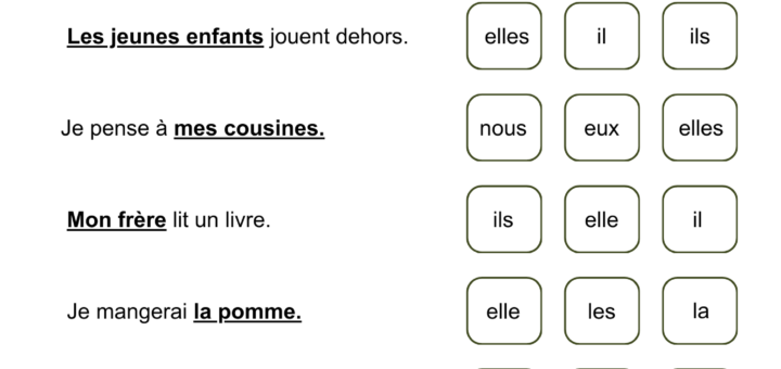 exercices pronoms français cycle 3