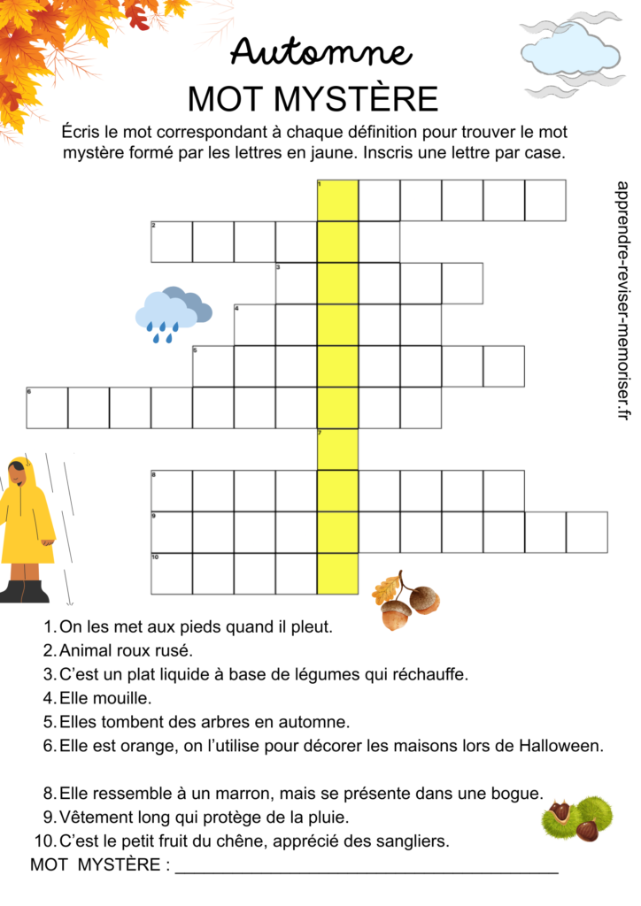 jeu vocabulaire automne