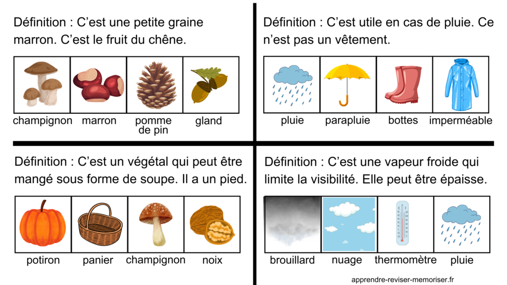 exercices vocabulaire automne