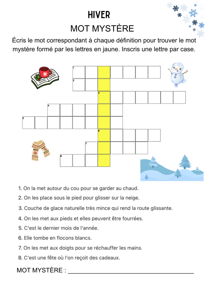 jeux de vocabulaire hiver