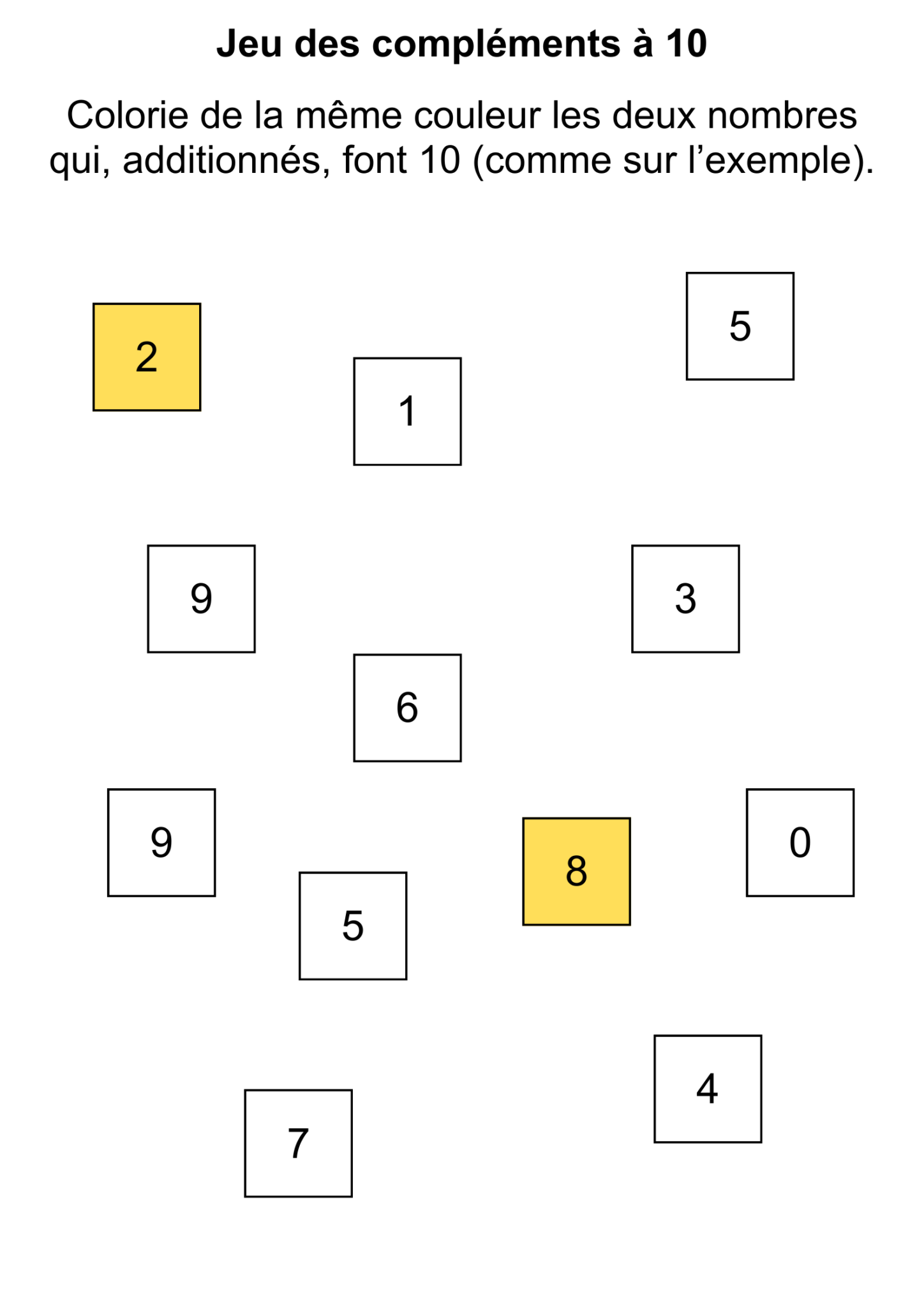 10 Complement Jeu sur les compléments à 10 - cycle 3 (PDF à imprimer)