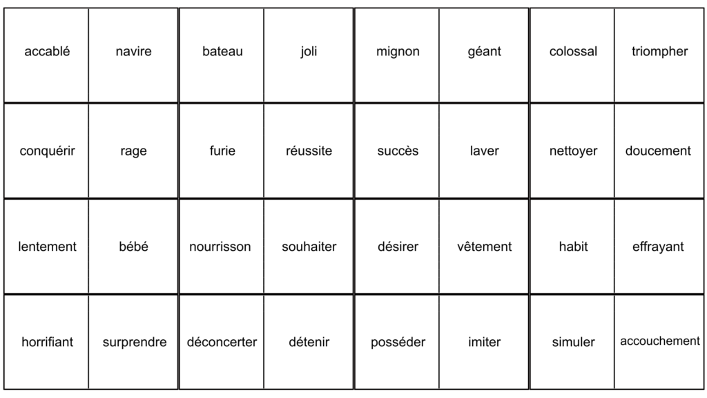 jeu dominos des synonymes