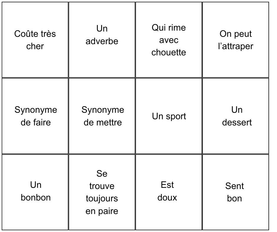 jeu de vocabulaire français