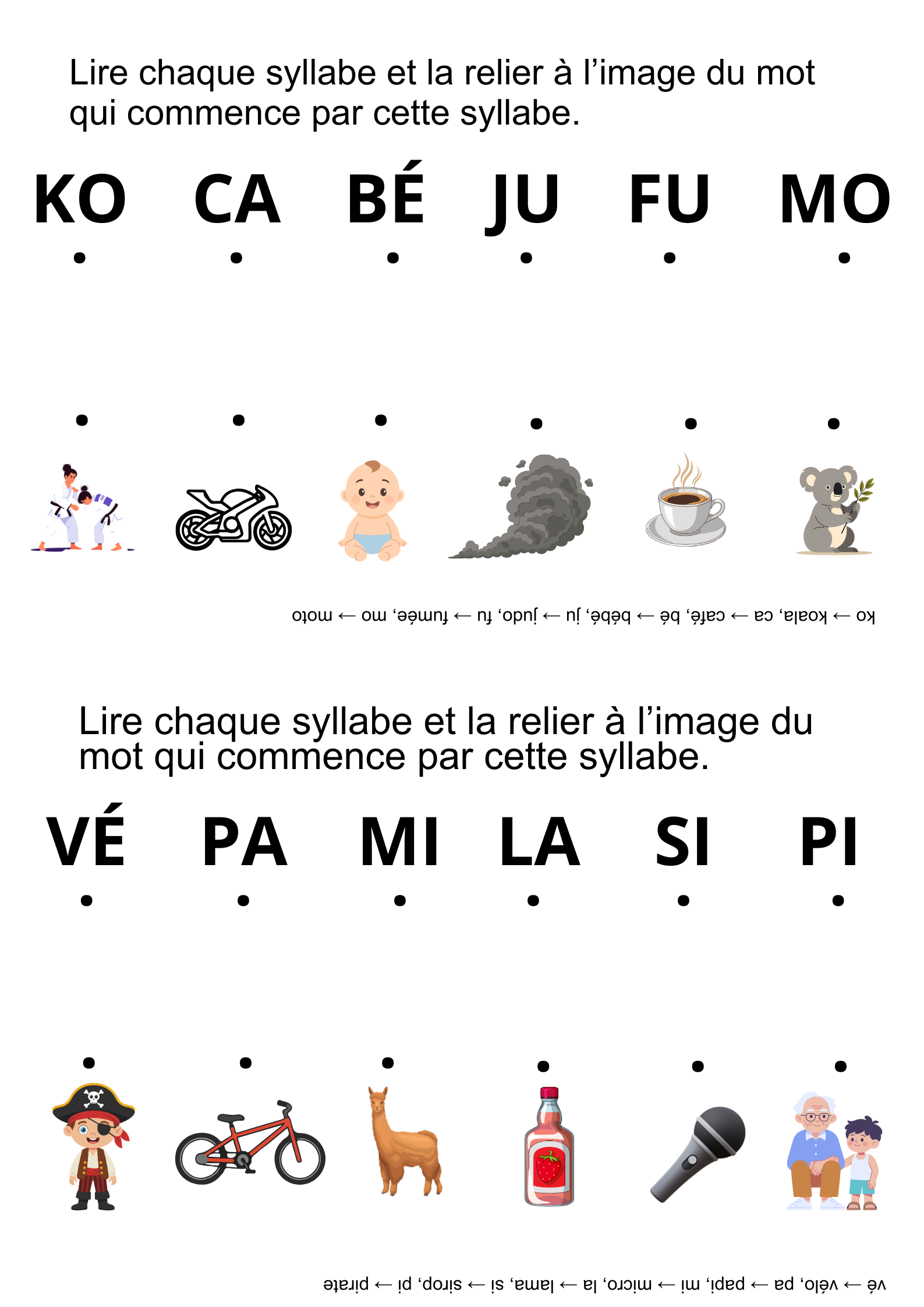 Lire des syllabes : 2 fiches d'activités pour la GS et le CP