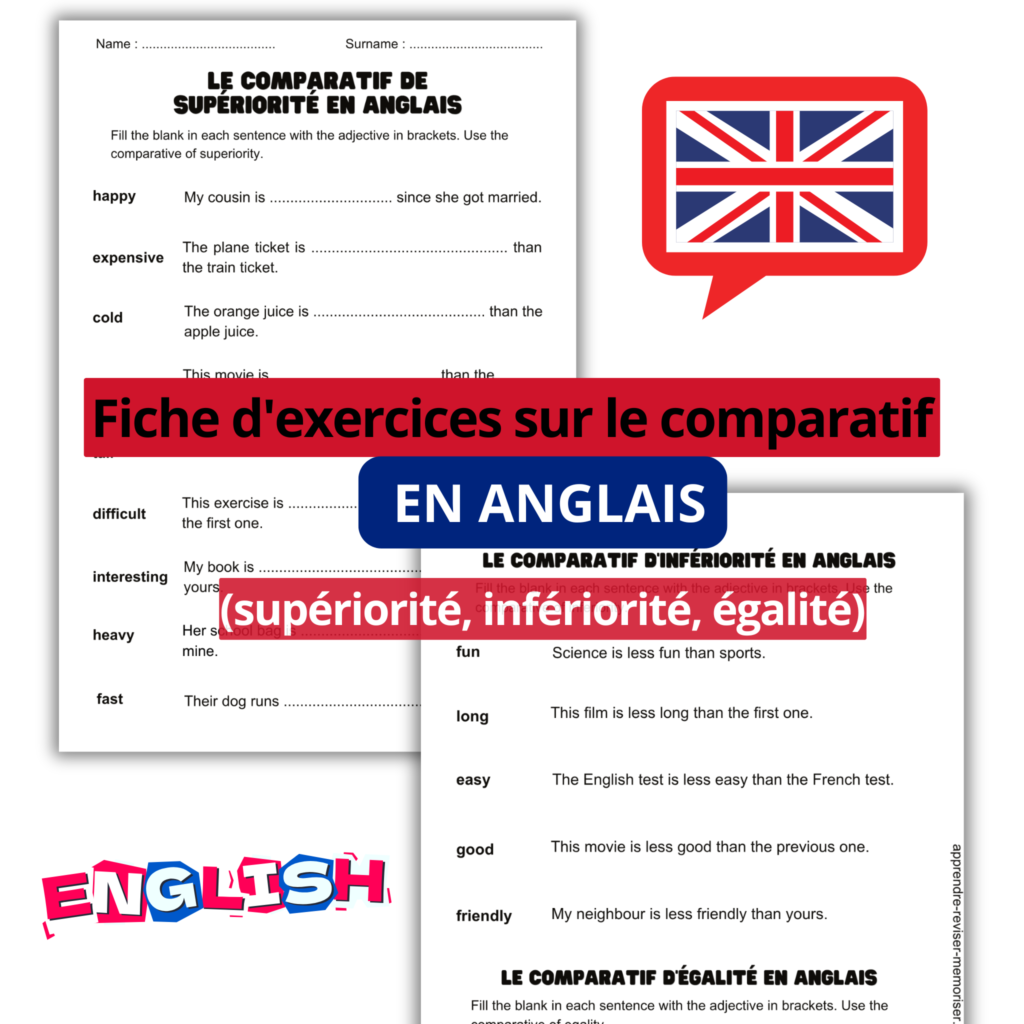Fiche d'exercices sur le comparatif en anglais collège