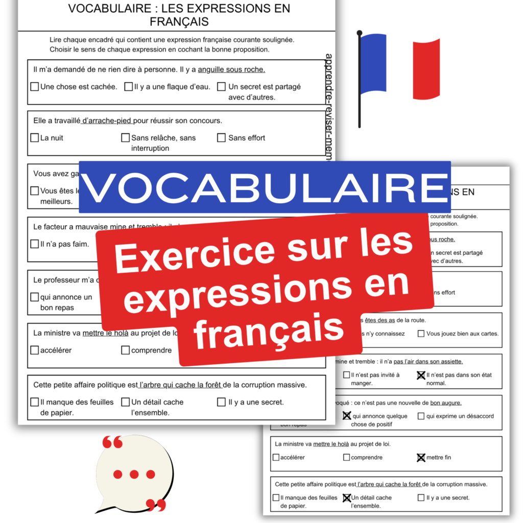 Exercice vocabulaire expressions en français