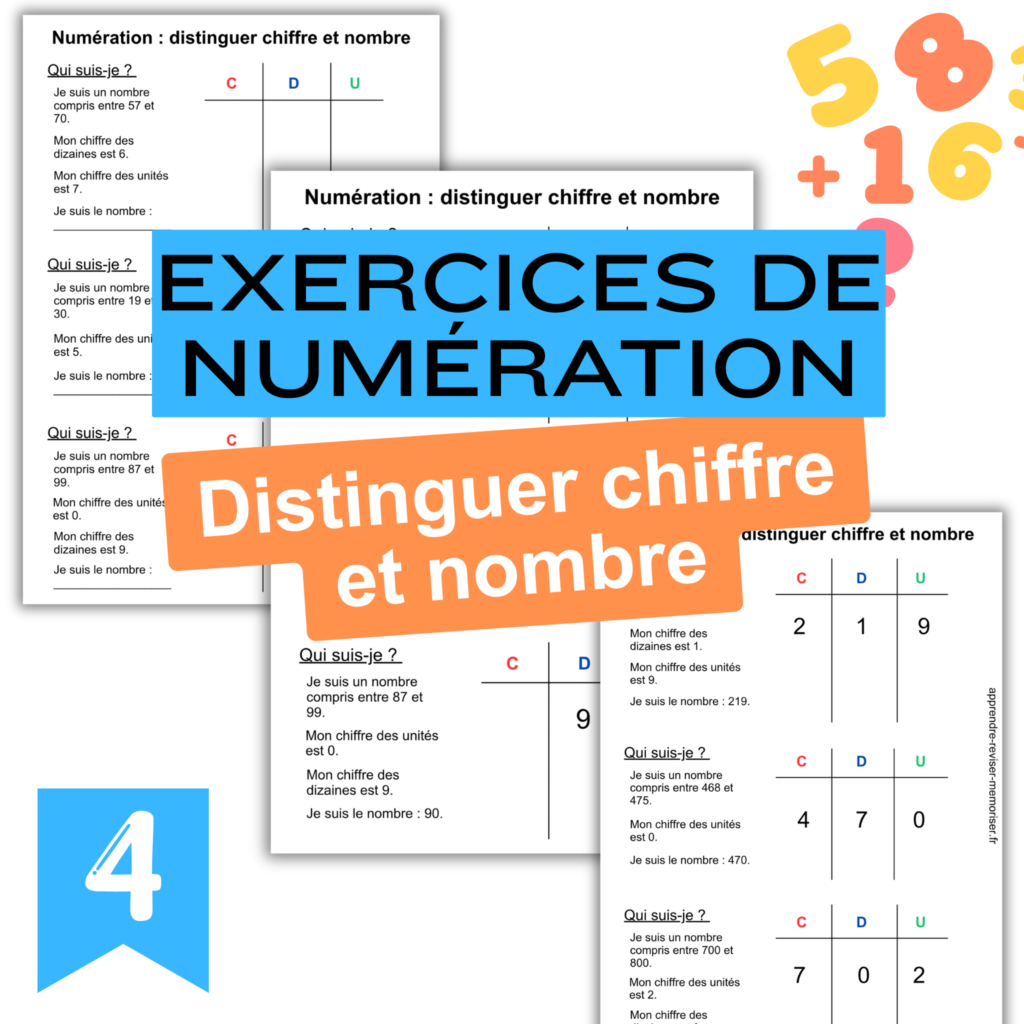 Exercices de numération distinguer chiffre et nombre