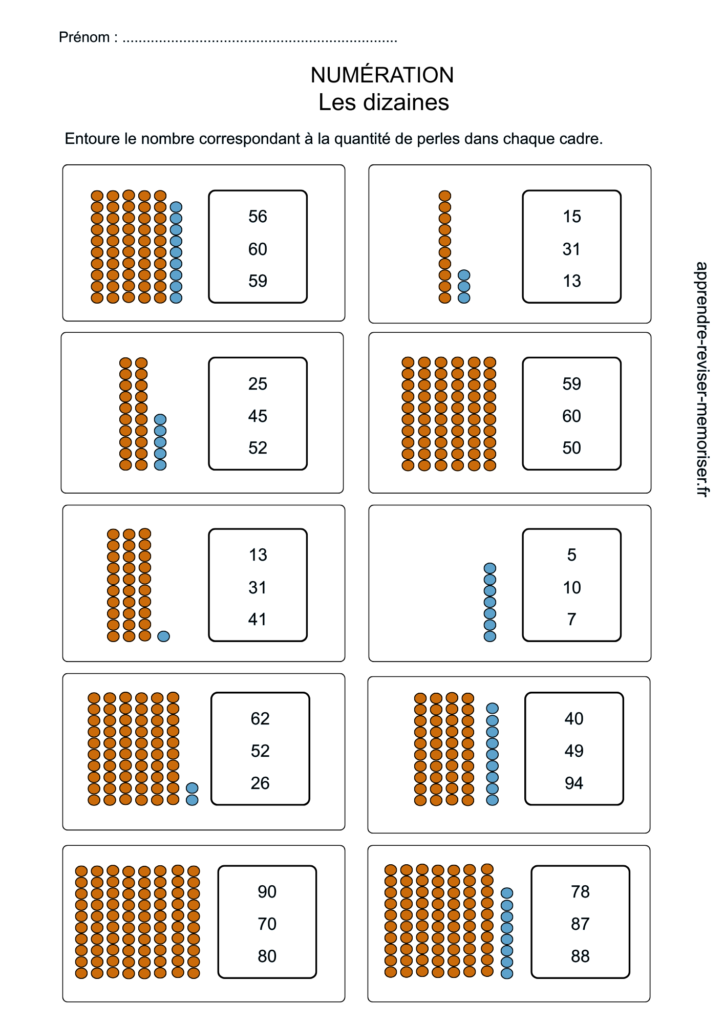 exercice numération dizaines