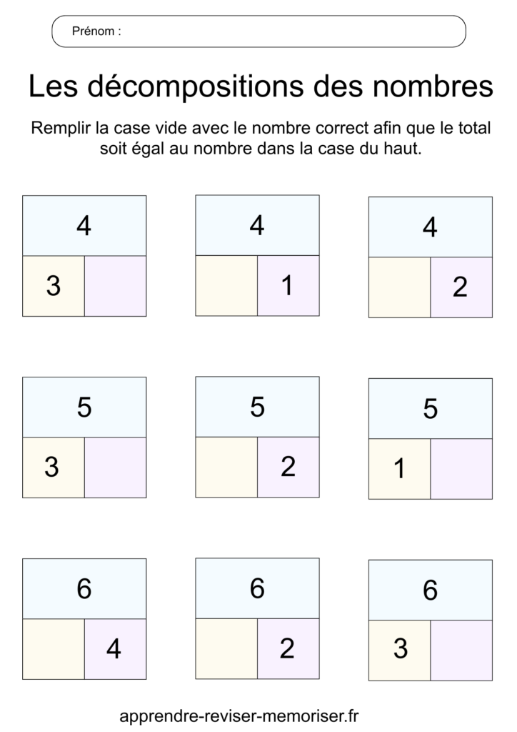 exercices compléments nombes décomposition 10 100
