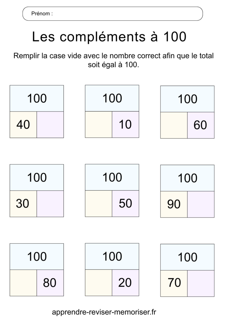exercices décomposition compléments nombres