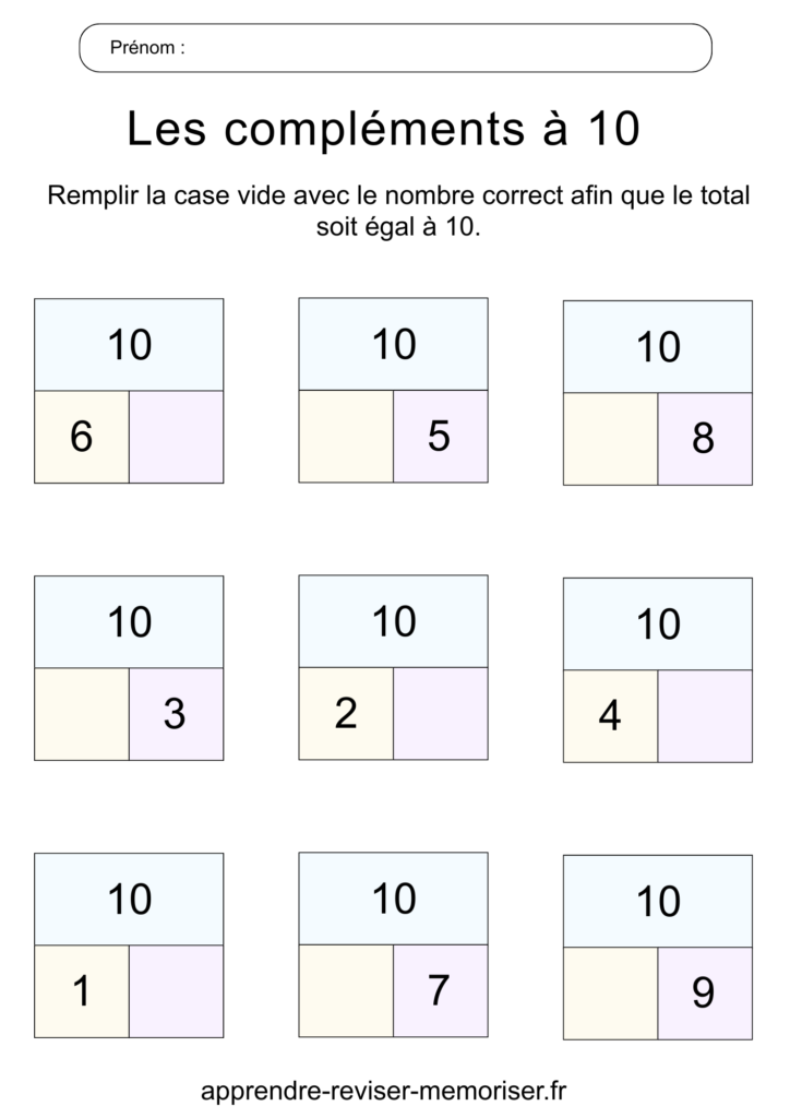 fiche exercices compléments décomposition nombres