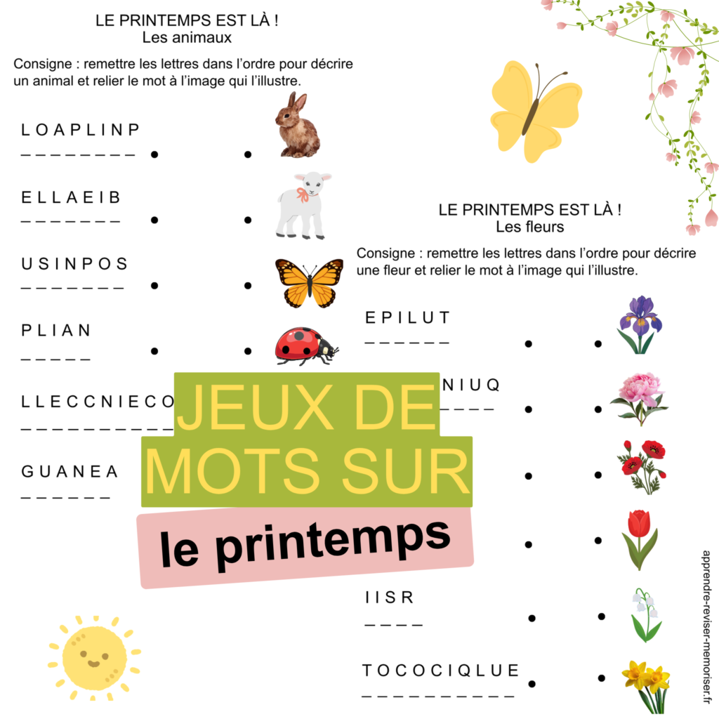 jeux mots thème printemps