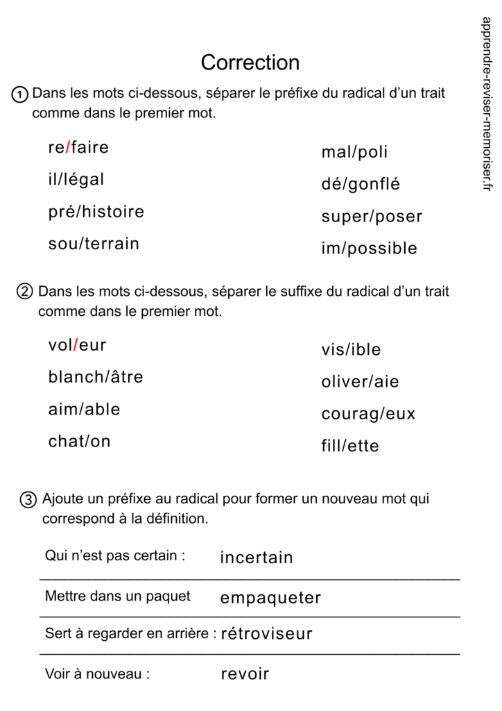 fiche exercices formation mots