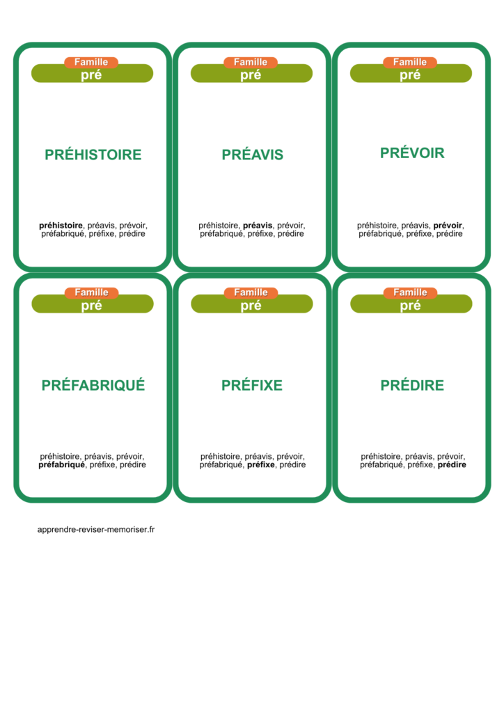 jeu de cartes préfixes français