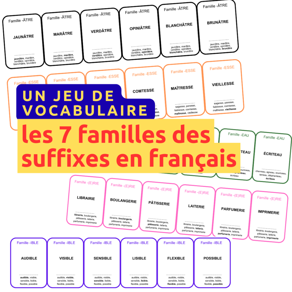 jeu des 7 familles des suffixes français
