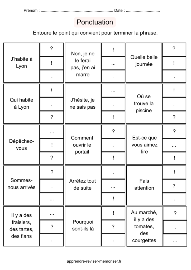 jeu ponctuation