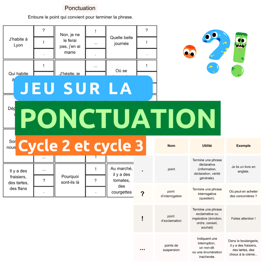 jeu ponctuation cycle 2 3 français