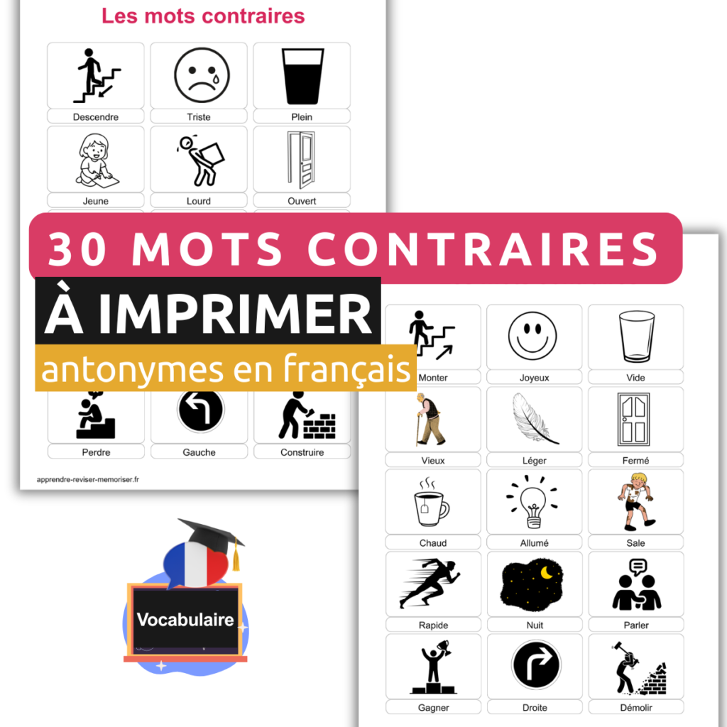 mots contraires imprimer français