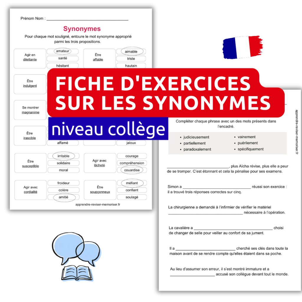 Fiche exercices sur les synonymes niveau collège (1)
